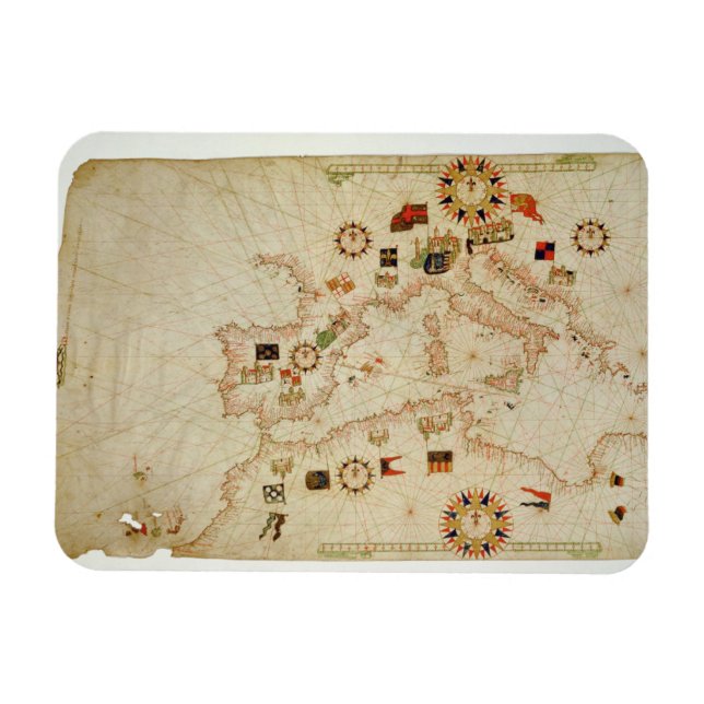 Miniature Nautical Map of the Central Mediterranea Magnet (Horizontal)