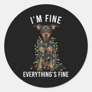 Miniature Nscher Christmas I'm Fine Everything Is  Classic Round Sticker