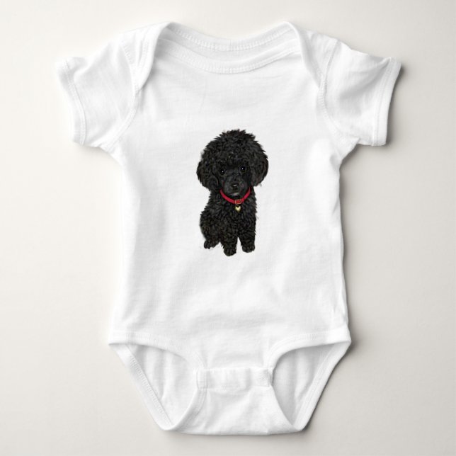 Miniature or Toy Poodle - Black 1 Baby Bodysuit (Front)