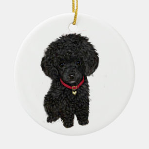 Miniature or Toy Poodle - Black 1 Ceramic Tree Decoration
