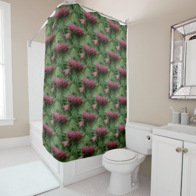 Miniature Pine Cones Nature Pattern Shower Curtain (In Situ)