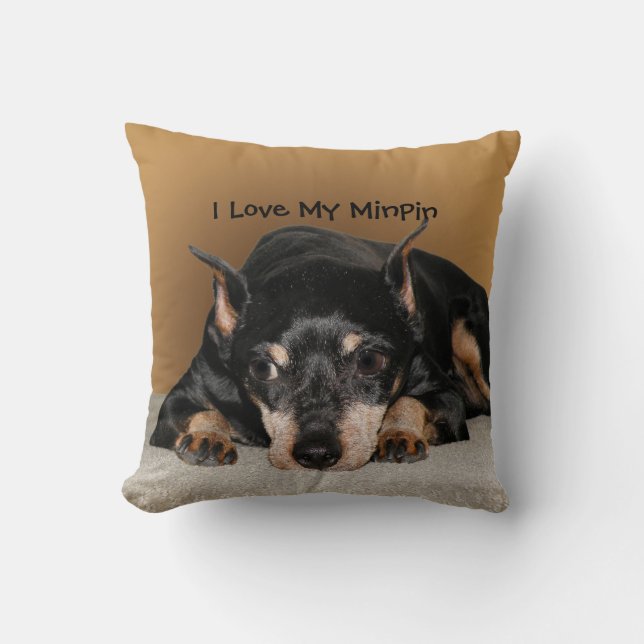 Miniature Pinscher aka Min Pin Love Pet Name Throw Cushion (Front)