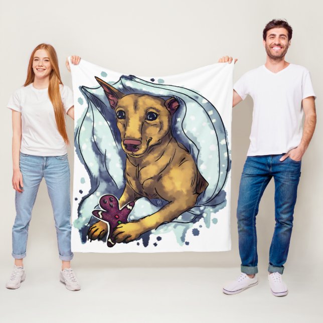Miniature Pinscher and gingerbread Fleece Blanket (In Situ)