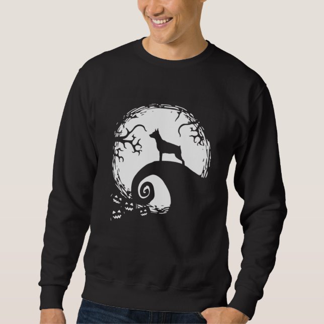 Miniature Pinscher And Moon Halloween Sweatshirt (Front)