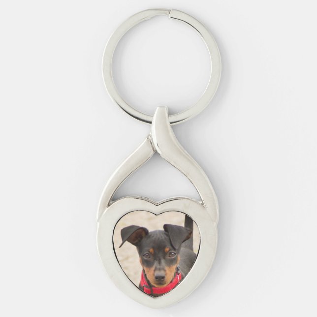 miniature-pinscher-black and rust key ring (Front)