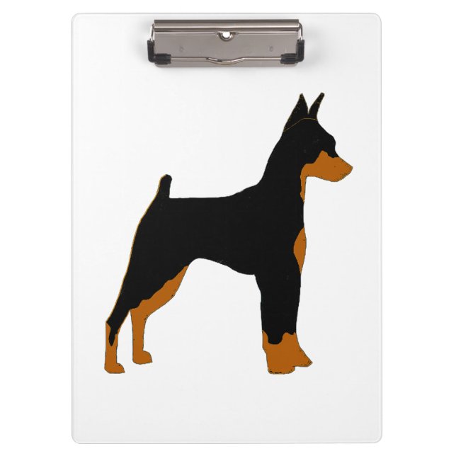miniature pinscher black and rust silhouette clipboard (Front)