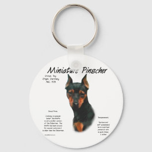 Miniature Pinscher (blk/rust) History Design Key Ring