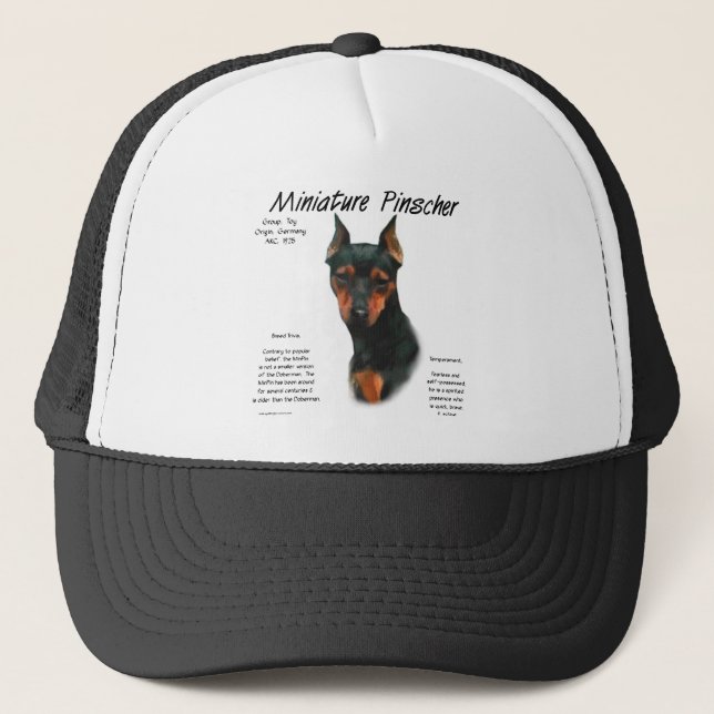 Miniature Pinscher (blk/rust) History Design Trucker Hat (Front)
