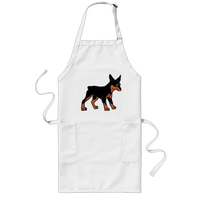 miniature pinscher cartoon long apron (Front)