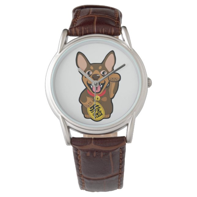 Miniature Pinscher Chocolate Min Pin Dog Watch (Front)