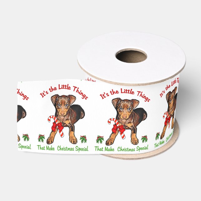 Miniature Pinscher Christmas Grosgrain Ribbon (Spool)