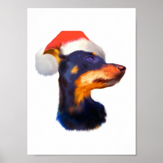Miniature Pinscher Christmas Poster Print (Front)
