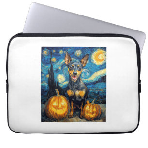 Miniature Pinscher Cute Dog Halloween Jack O Lante Laptop Sleeve