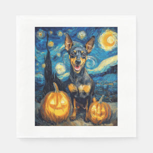 Miniature Pinscher Cute Dog Halloween Jack O Lante Napkin