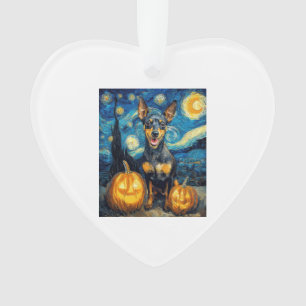Miniature Pinscher Cute Dog Halloween Jack O Lante Ornament