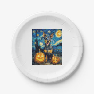 Miniature Pinscher Cute Dog Halloween Jack O Lante Paper Plate