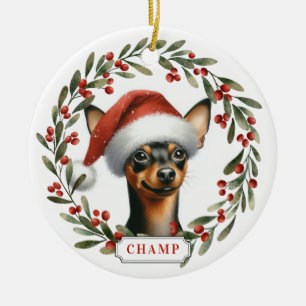 Miniature Pinscher Dog Ceramic Circle Ornament