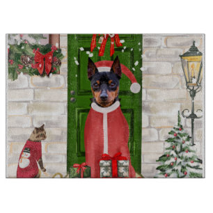Miniature Pinscher Dog Christmas  Cutting Board