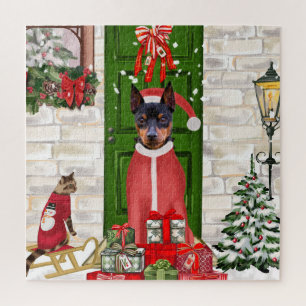 Miniature Pinscher Dog Christmas Jigsaw Puzzle