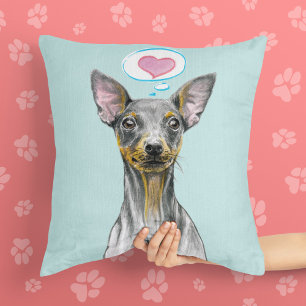 Miniature Pinscher Dog portrait Cute puppy love Cushion