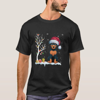Miniature Pinscher Dog Santa Hat Festive Tree Ligh T-Shirt