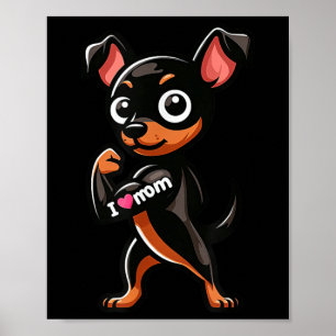 Miniature Pinscher I Love Mum Funny Dog Tattoo Poster