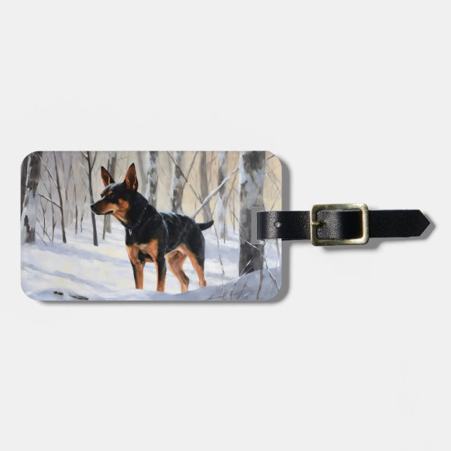 Miniature Pinscher Let It Snow Christmas Luggage Tag (Front Horizontal)