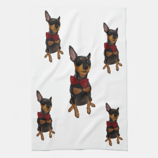 Miniature Pinscher Min Pin Bowtie Portrait Towel
