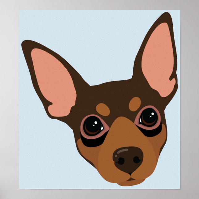 Miniature Pinscher Min Pin Dog Portrait Poster (Front)