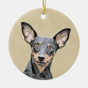 Miniature Pinscher Painting - Cute Original Dog Ar Ceramic Tree Decoration