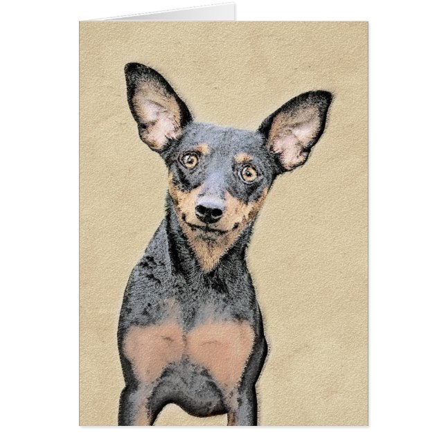 Miniature Pinscher Painting Cute Original Dog Art (Front)