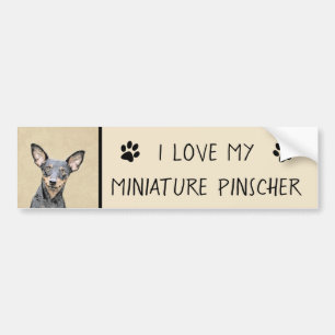 Miniature Pinscher Painting Cute Original Dog Art Bumper Sticker