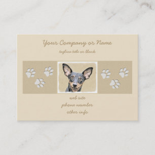 Miniature Pinscher Painting Cute Original Dog Art Business Card