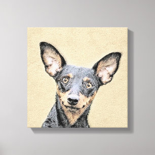 Miniature Pinscher Painting Cute Original Dog Art Canvas Print