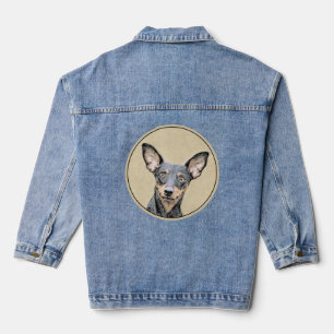 Miniature Pinscher Painting Cute Original Dog Art Denim Jacket