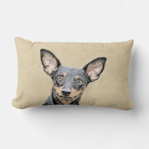 Miniature Pinscher Painting Cute Original Dog Art Lumbar Cushion
