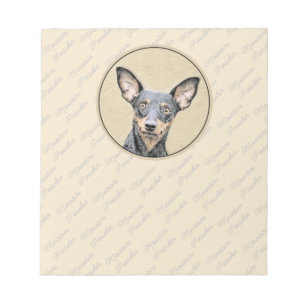 Miniature Pinscher Painting Cute Original Dog Art Notepad