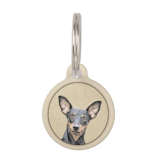 Miniature Pinscher Painting Cute Original Dog Art Pet Tag
