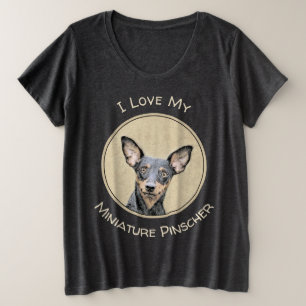 Miniature Pinscher Painting Cute Original Dog Art Plus Size T-Shirt