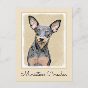 Miniature Pinscher Painting Cute Original Dog Art Postcard