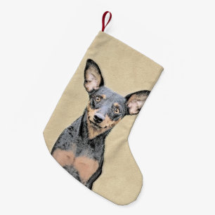 Miniature Pinscher Painting Cute Original Dog Art Small Christmas Stocking