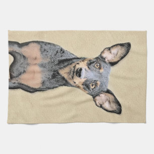 Miniature Pinscher Painting Cute Original Dog Art Tea Towel
