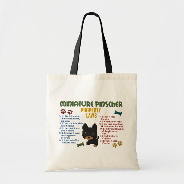 Miniature Pinscher Property Laws 4 Tote Bag (Front)