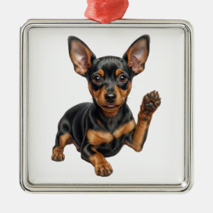 Miniature Pinscher Puppy Min Pin Dog Dad Mum Hello Metal Tree Decoration