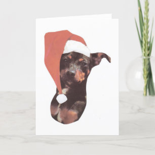 Miniature Pinscher Santa Hat Holiday Card