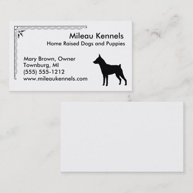 Miniature Pinscher Silhouette Business Card (Front/Back)