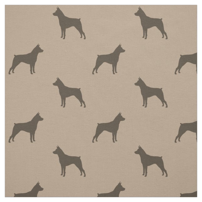 Miniature Pinscher Silhouettes MinPins Patterned Fabric (Swatch)