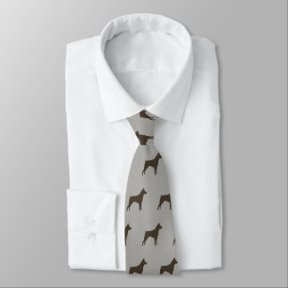 Miniature Pinscher Silhouettes Pattern MinPin Dogs Tie