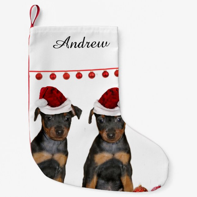 Miniature Pinscher Small Christmas Stocking (Front)