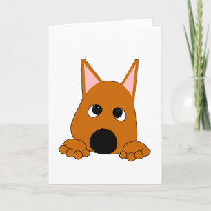 Miniature Pinscher Stag Red Peeking Cartoon Card